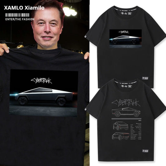 Electric pickup Cybertruck Tesla Elon Musk same short-sleeved T-shirt for men and women